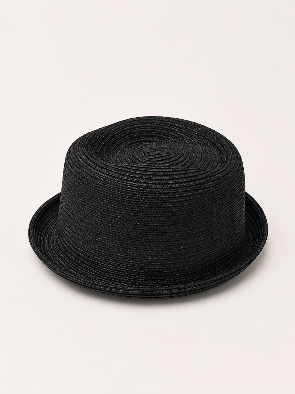 Unique Vintage Black Straw Cloche Hat